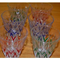 Vintage Schnaps Gläser Bunt Set 70Er Jahre Retro Mid Century Shabby Chic Landhausstil Kristallglas Space Age von ModernVintageProjekt