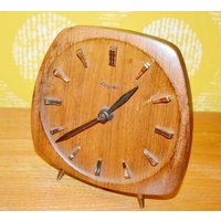 Vintage Tisch Uhr Von Dugena Teak Holz 60Er Jahre Clock Retro Mid Century Shabby Chic Landhausstil von ModernVintageProjekt