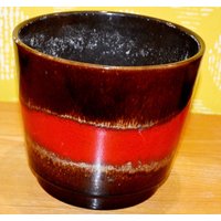 Vintage Übertopf 70Er Jahre Blumentopf Keramik Rot/Braun Plant Pot Wgk Mid Century Retro Shabby Chic Landhausstil von ModernVintageProjekt