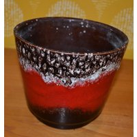 Vintage Übertopf 70Er Jahre Blumentopf Keramik Rot/Braun Plant Pot Wgk Mid Century Retro Shabby Chic Landhausstil von ModernVintageProjekt