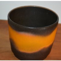 Vintage Übertopf 70Er Jahre Blumentopf Orange /Braun Fat Lava Seventies Plant Pot Keramik Mid Century Retro von ModernVintageProjekt