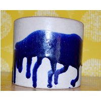 Vintage Übertopf 70Er Jahre Blumentopf Von Marei Keramik Grau/Blau Wgk Mid Century Retro Shabby Chic Landhausstil von ModernVintageProjekt