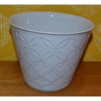 Vintage Übertopf 70Er Jahre Keramik Blumentopf Planter Weiß Plant Pot Mid Century Retro Shabby Chic Landhausstil von ModernVintageProjekt