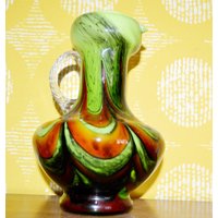Vintage Vase 70Er Jahre Grün Space Age Design Retro Mid Century Shabby Chic Landhausstil Opaline von ModernVintageProjekt
