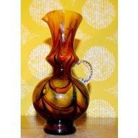 Vintage Vase 70Er Jahre Orange/ Braun Space Age Design Retro Mid Century Shabby Chic Landhausstil Opaline von ModernVintageProjekt
