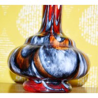Vintage Vase 70Er Jahre Orange /Weiß /Braun Space Age Design Retro Mid Century Shabby Chic Landhausstil Opaline von ModernVintageProjekt