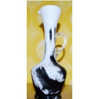 Vintage Vase Opaline 70Er Jahre Schwarz /Weiß Space Age Design Retro Mid Century Shabby Chic Landhausstil Opaline von ModernVintageProjekt