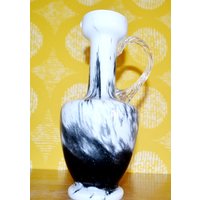 Vintage Vase Opaline 70Er Jahre Weiß/Schwarz Space Age Design Retro Mid Century Seventies von ModernVintageProjekt
