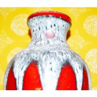 Vintage Vase Rot/Orange Von Bay 66 /40 Keramik Fat Lava Mid Century Space Age Retro Seventies Wgk von ModernVintageProjekt