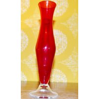 Vintage Vase Rot Glas 70Er Jahre Retro Mid Century Shabby Chic Space Age von ModernVintageProjekt