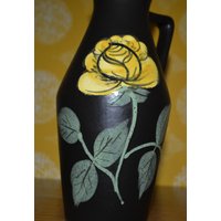 Vintage Vase Schwarz /Gelb Keramik 50Er Jahre Retro Mid Century Model 277 /25 Danish Design von ModernVintageProjekt