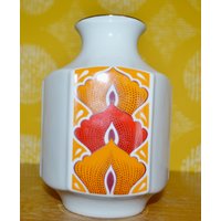 Vintage Vase Von Jaeger & Co Porzellan Op Art Space Age Weiß 70Er Jahre Seventies Retro Mid Century Wgk von ModernVintageProjekt