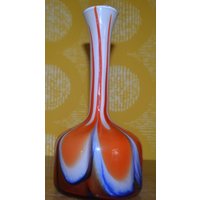 Vintage Vase Von Opaline Florence Weiß/Orange/Blau 70Er Jahre Design Klassiker Retro Mid Century Seventies von ModernVintageProjekt