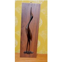Vintage Wand Deko Bild Holz Kraniche Design Klassiker 60Er Jahre Retro Mid Century Wgk Shabby Chic Landhausstil Rockabella Rockabilly von ModernVintageProjekt
