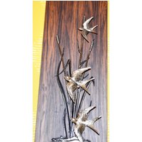 Vintage Wand Deko Bild Holz Schwalben 70Er Jahre Design Klassiker Retro Mid Century Wgk Shabby Chic Landhausstil Rockabella Rockabilly von ModernVintageProjekt