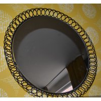 Vintage Wandspiegel 70Er Jahre Schwarz Glas /Metal Seventies Retro Mid Century Mirror 47cm von ModernVintageProjekt