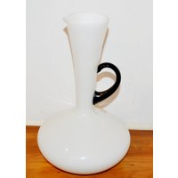 Wunderschöne Seltene Vintage Glas Vase Weiß/Schwarz 70Er Jahre Design Klassiker Retro Mid Century Shabby Chic Landhausstil Space Age von ModernVintageProjekt