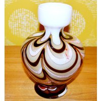 Wunderschöne Seltene Vintage Vase Opaline Weiß/Braun 70Er Jahre Design Klassiker Retro Mid Century Shabby Chic Landhausstil Space Age von ModernVintageProjekt