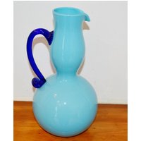 Wunderschöne Vintage Glas Vase Blau 70Er Jahre Retro Mid Century Shabby Chic Landhausstil Space Age von ModernVintageProjekt
