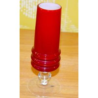 Wunderschöne Vintage Glas Vase Rot /Weiß 70Er Jahre Design Klassiker Retro Mid Century Space Age von ModernVintageProjekt