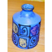 Wunderschöne Vintage Keramik Vase Blau 70Er Jahre Retro Mid Century Shabby Chic Landhausstil von ModernVintageProjekt