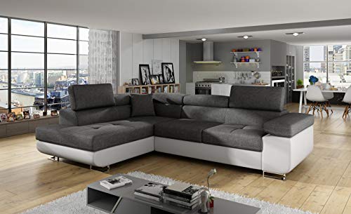 Ecksofa Antos mit Schlaffunktion Bettkasten Seite Rechts und Links Sofa Möbel 23 (Sawana 05+Soft 17, Links) von Moderne