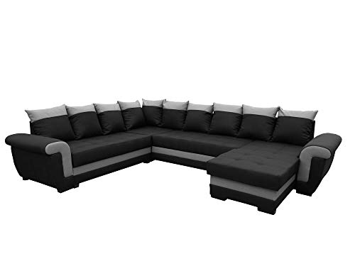 Modernes Ecksofa mit Schlaffunktion Ivett Pano - Schlafsofa - Eckcouch 317x248 cm - Wohnlandschaft U-Form - XXL Sofa - Groß - Linke Seite - Schwarz/Hellgrau 19 von Modernes