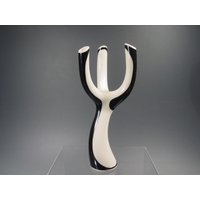 Mid Century Solifleur Vase - Lindner Kunstwerk Porzellan Schwarz-Weißes Design Ludwig Lindner 1955 Vintage 1950Er Deutsche Moderne 50S von ModernismWorld