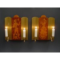 Wandleuchter Kerzenhalter Jugendstil - Paar Wandleuchter Aus Messing Und Intarsien Kunsthandwerk Wandleuchte Handgefertigt Kerzenleuchter Wandleuchter Kerzenhalter Jugendstil - Paar Wandleuchter Aus Messing Und Intarsien Kunsthandwerk Wandleuchte Handgefertigt Kerzenleuchter von ModernismWorld