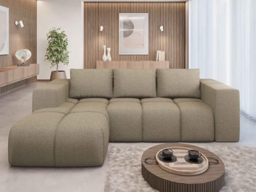 Ecksofa mit Schlaffunktion und Bettkasten - Modern Sofa L-Form - Flavio - Bequem Schlafsofa - Weiches Big Sofa - Schlafcouch 267x163x90 cm - Links Beige - Sicuro 55 - MODERNO von Moderno Meble