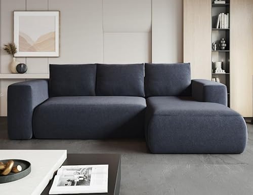 MODERNO Ecksofa mit Schlaffunktion und Bettkasten LAMBI - Sofa mit 3 Sitzen und Robusten Überzug - Schlafcouch L-Form - Modern Couch 266x164x89 cm - Ecke Rechts Marineblau MODERNO Ecksofa mit Schlaffunktion und Bettkasten LAMBI - Sofa mit 3 Sitzen und Robusten Überzug - Schlafcouch L-Form - Modern Couch 266x164x89 cm - Ecke Rechts Marineblau von Moderno Meble