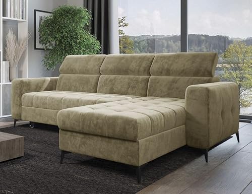 Modern Sofa mit verstellbare Kopfstützen - FILO Schalfsofa L-Form - Schlafcouch - Beige - Monolith 04 - MODERNO von Moderno Meble