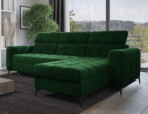 Modern Sofa mit verstellbare Kopfstützen - FILO Schalfsofa L-Form - Schlafcouch - Flaschengrün - Monolith 37 - MODERNO von Moderno Meble