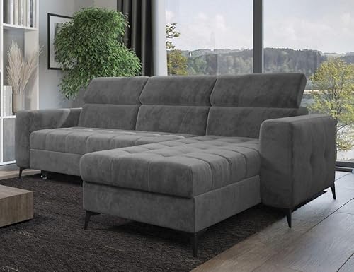 Modern Sofa mit verstellbare Kopfstützen - FILO Schalfsofa L-Form - Schlafcouch - Grau - Monolith 85 - MODERNO von Moderno Meble