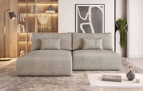Moderno Ecksofa mit Schlaffunktion MODULO - Sofa mit 3 Sitzen und Robusten Überzug - Schlafcouch L-Form - Modern Couch - 210x152x80 cm - Beige von Moderno Meble