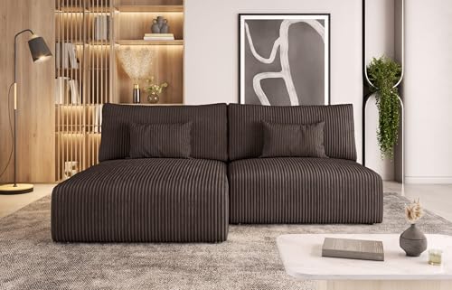 Moderno Ecksofa mit Schlaffunktion MODULO - Sofa mit 3 Sitzen und Robusten Überzug - Schlafcouch L-Form - Modern Couch - 210x152x80 cm - Braun von Moderno Meble