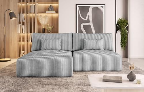 Moderno Ecksofa mit Schlaffunktion MODULO - Sofa mit 3 Sitzen und Robusten Überzug - Schlafcouch L-Form - Modern Couch - 210x152x80 cm - Grau von Moderno Meble