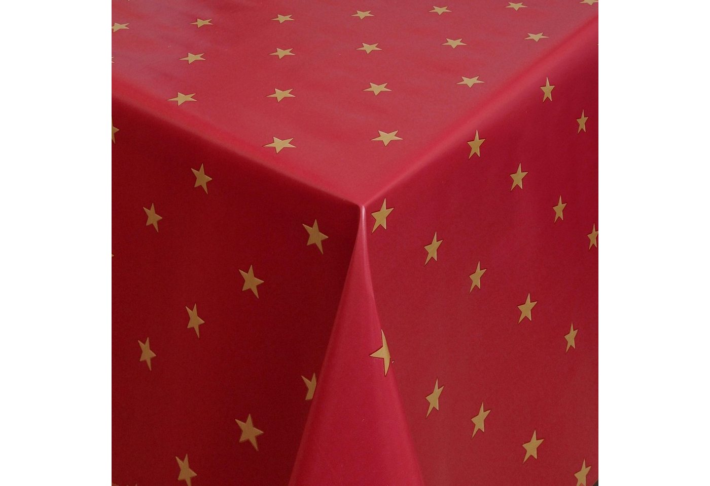 Moderno Tischdecke Wachstuch Tischdecke Wachstischdecke Weihnachten abwaschbar mit Sterne Motiv Rot-Gold, Abwaschbar von Moderno