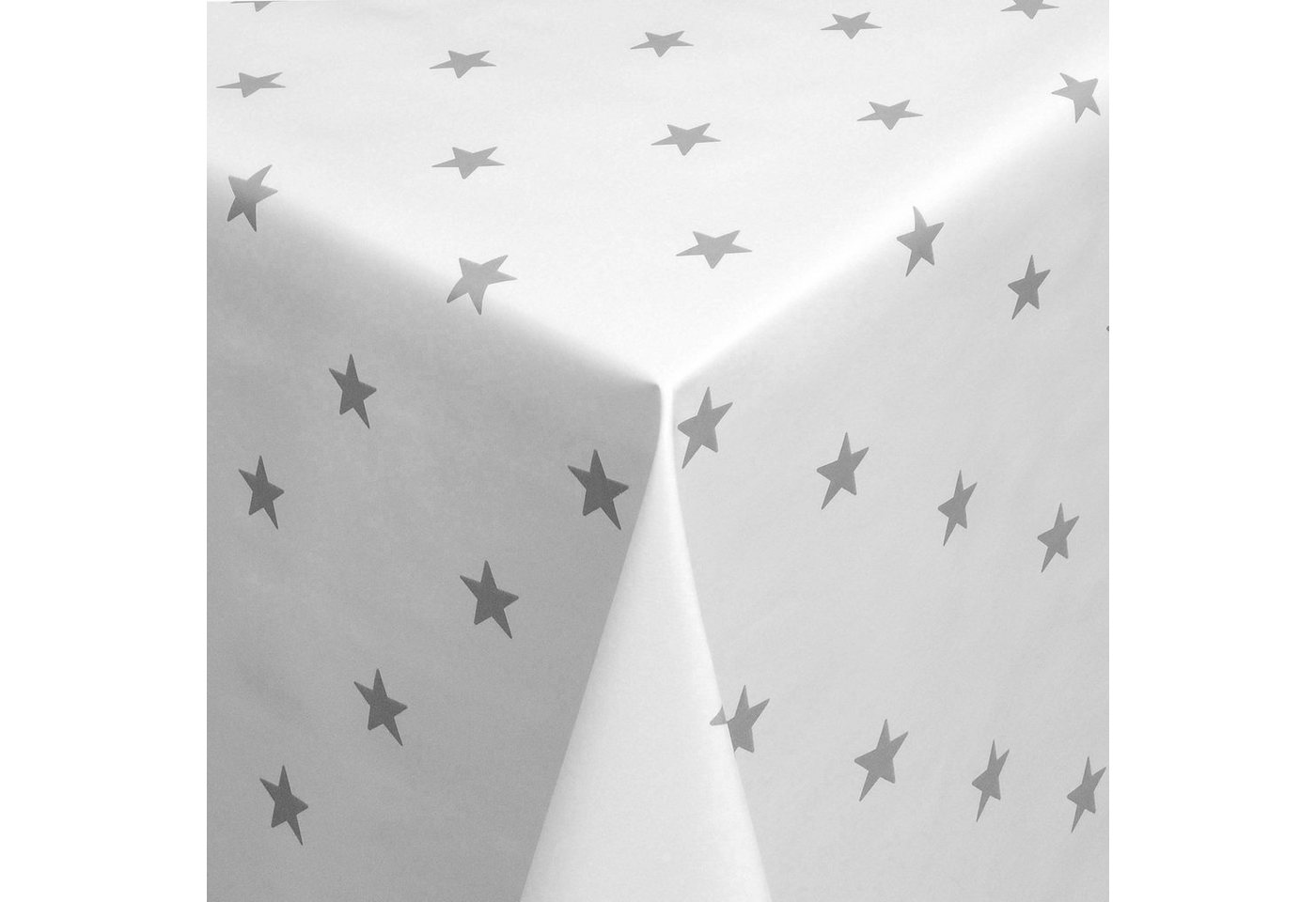Moderno Tischdecke Wachstuch Tischdecke Wachstischdecke Weihnachten abwaschbar mit Sterne Motiv Weiss-Grau, Abwaschbar von Moderno
