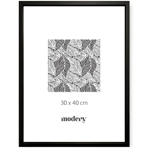 Modery Bilderrahmen 30x40 schwarz für Fotos und Poster, Holzrahmen für 30x40-Blätter (30x40cm, Schwarz) von Modery