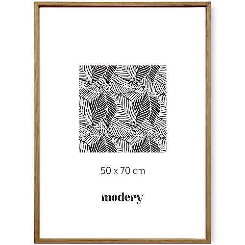 Modery Bilderrahmen 50x70 aus natürlichem Eichenholz für Fotos und Poster, Holzrahmen für 50x70-Blätter (50x70cm, Natur-Eiche) von Modery