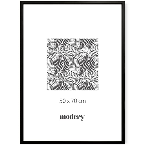 Modery Bilderrahmen 50x70 schwarz für Fotos und Poster, Holzrahmen für 50x70-Blätter (50x70cm, Schwarz) von Modery