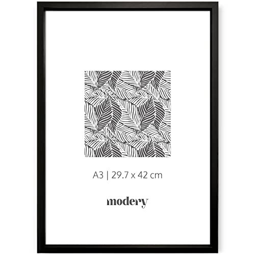 Modery Bilderrahmen A3 schwarz für Fotos und Poster, Holzrahmen für A3-Blätter (A3 | 29.7x42cm, Schwarz) von Modery