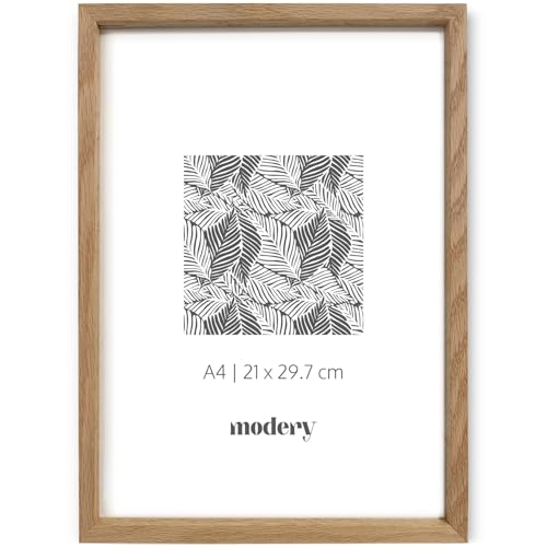 Modery® Bilderrahmen A4 aus natürlichem Eichenholz für Fotos und Poster, Holzrahmen für A4-Blätter (A4 | 21x29.7cm, Natur-Eiche) von Modery