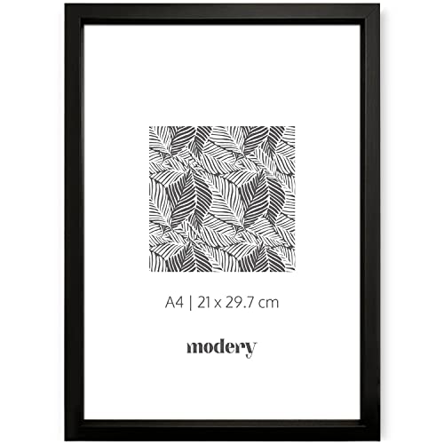 Modery® Bilderrahmen A4 schwarz für Fotos und Poster, Holzrahmen für A4-Blätter (A4 | 21x29.7cm, Schwarz) von Modery