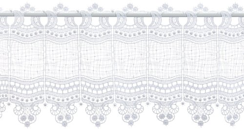 Plauener Spitze by Modespitze, Store Bistro Gardine Scheibengardine mit Stangendurchzug, hochwertige Stickerei, Höhe 28 cm, Breite 176 cm, Weiß von Plauener Spitze