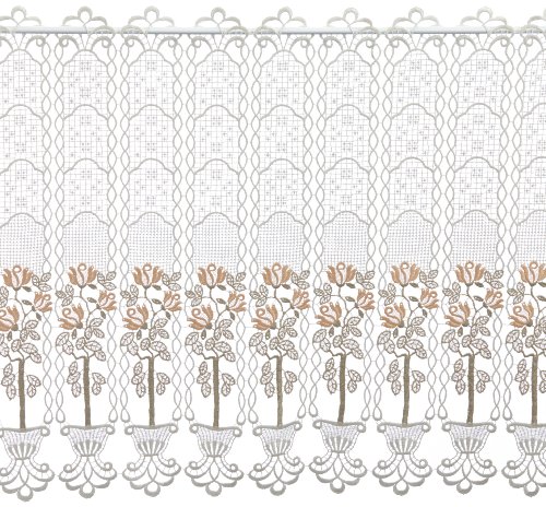 Plauener Spitze by Modespitze, Store Bistro Gardine Scheibengardine mit Stangendurchzug, hochwertige Stickerei, Höhe 62 cm, Breite 112 cm, Creme/Beige/Lachs Plauener Spitze by Modespitze, Store Bistro Gardine Scheibengardine mit Stangendurchzug, hochwertige Stickerei, Höhe 62 cm, Breite 112 cm, Creme/Beige/Lachs von Plauener Spitze