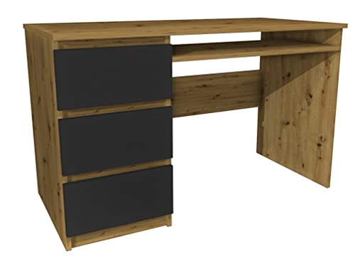 Schreibtisch Artisan Eiche, graue Fronten 120x60 cm - Koma Schreibtisch - Moderner Schreibtisch - Schreibtisch mit Tastaturablage - Schreibtisch mit Schubladen - Schubladen Linke oder rechte Seite von Modi Meble