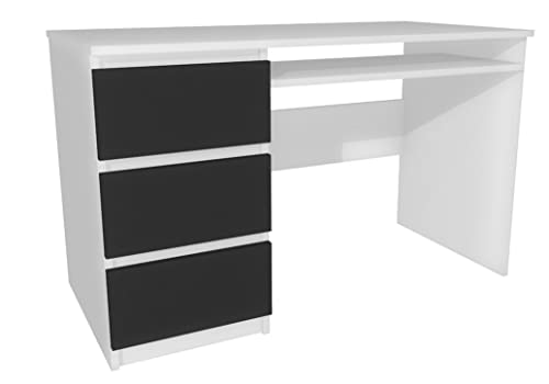Schreibtisch Weiß, Fronten Grau 120x60 cm - Koma Schreibtisch - Moderner Schreibtisch - Schreibtisch mit Tastaturablage - Schreibtisch mit Schubladen - Schubladen Linke oder rechte Seite von Modi Meble