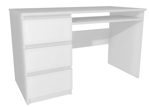 Modi Meble Schreibtisch Weiß 120x60 cm - Moderner Schreibtisch mit Tastaturablage und 3 Schubladen - Schulschreibtisch Modi Meble Schreibtisch Weiß 120x60 cm - Moderner Schreibtisch mit Tastaturablage und 3 Schubladen - Schulschreibtisch von Modi Meble